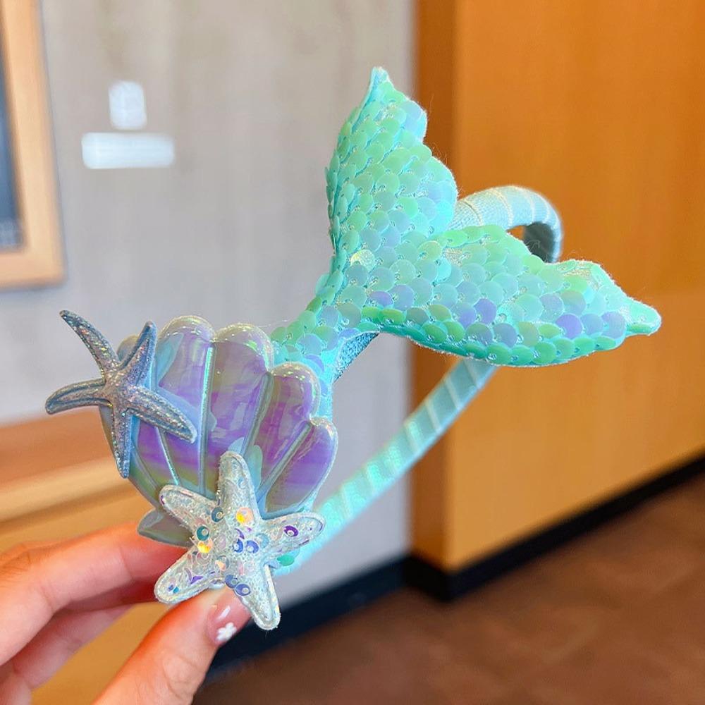 Мультяшная повязка на голову русалки принцессы лазерная головная повязка с блестками модный держатель для волос украшение для волос