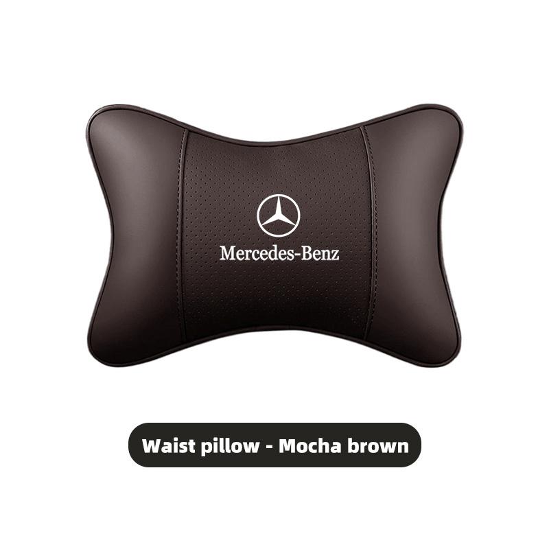 CRJ1 Car Leather Headrest Neck Pillow Waist Lumbar Support Cushion For Mercedes Benz AMG E S C A B Class GLE GLS CLA CLE GLC CLS GLA