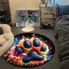 Retro Round Cat Multicolor Rug Pad, Non-Slip Floor Mat for Bathroom