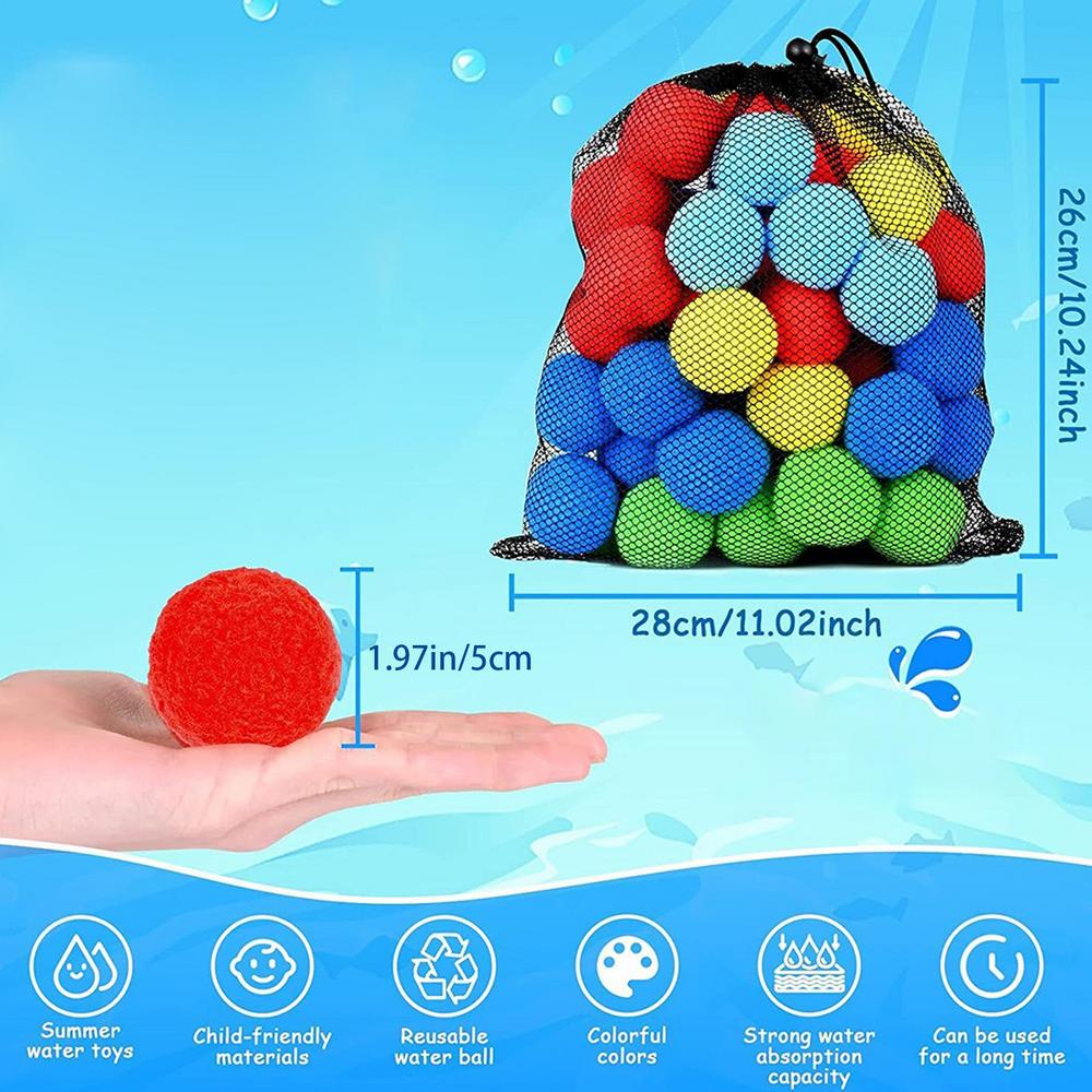 30PCS 5cm Reusable Water Sponge Balls, Quick Soak Soft Splash Pool Toys, Eco-Friendly Summer Water Games For Kids Adults Beach