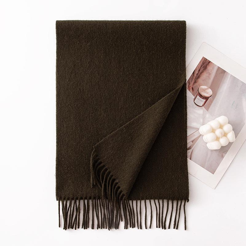 Autumn and Winter New Solid Color Scarf for Women Versatile Neck Scarf Thickened Warm Shawl Simple Tassel