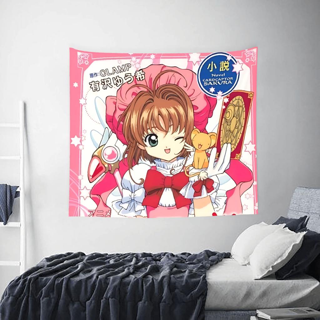 Кавайная Аниме Cardcaptor Sakura Гобелен Украшение комнаты Домашнее украшение Декоративные аксессуары для гобеленов Милое украшение для комнаты
