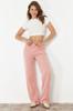 Women's Style Trousers Pink 100% Tencel Low Waist Wide Leg Jeans