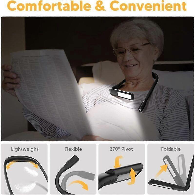 Reading Light Neck Reading Light - Rechargeable Reading Light in Bed, 3 Colors Flexible LED Reading Light Neck Lamp for Book
