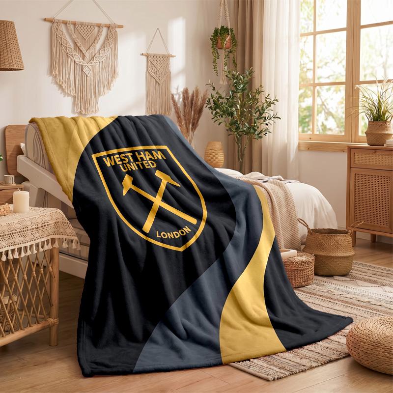 West Ham United Football Print Flannel Blanket Soft Warm Sofa Bed Throw Blanket For Home Office Bedroom