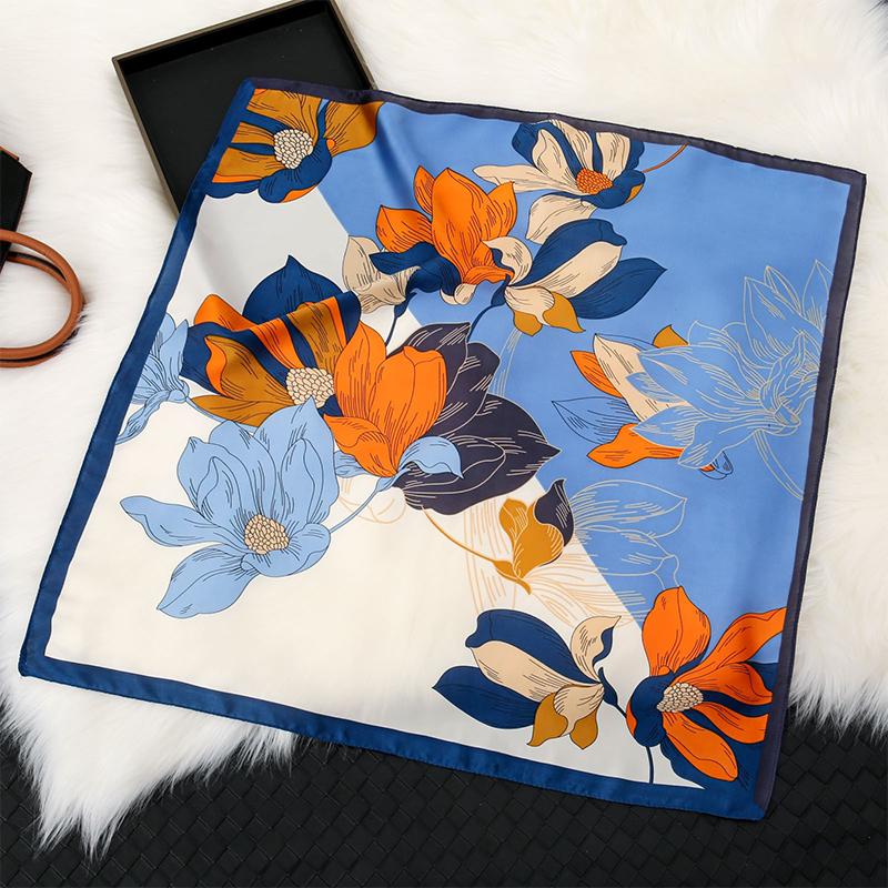 Silk Scarf 70x70cm Luxury Brand Designer Hair Leopard Print Handkerchief Hijab Shawl Women Bandanna Foulard Muffler Wrap