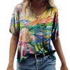 Летняя художественная роспись Tie Dye 3D принт женская мода красочная футболка с коротким рукавом V-образный вырез футболки уличная одежда сексуальные женские футболки топы