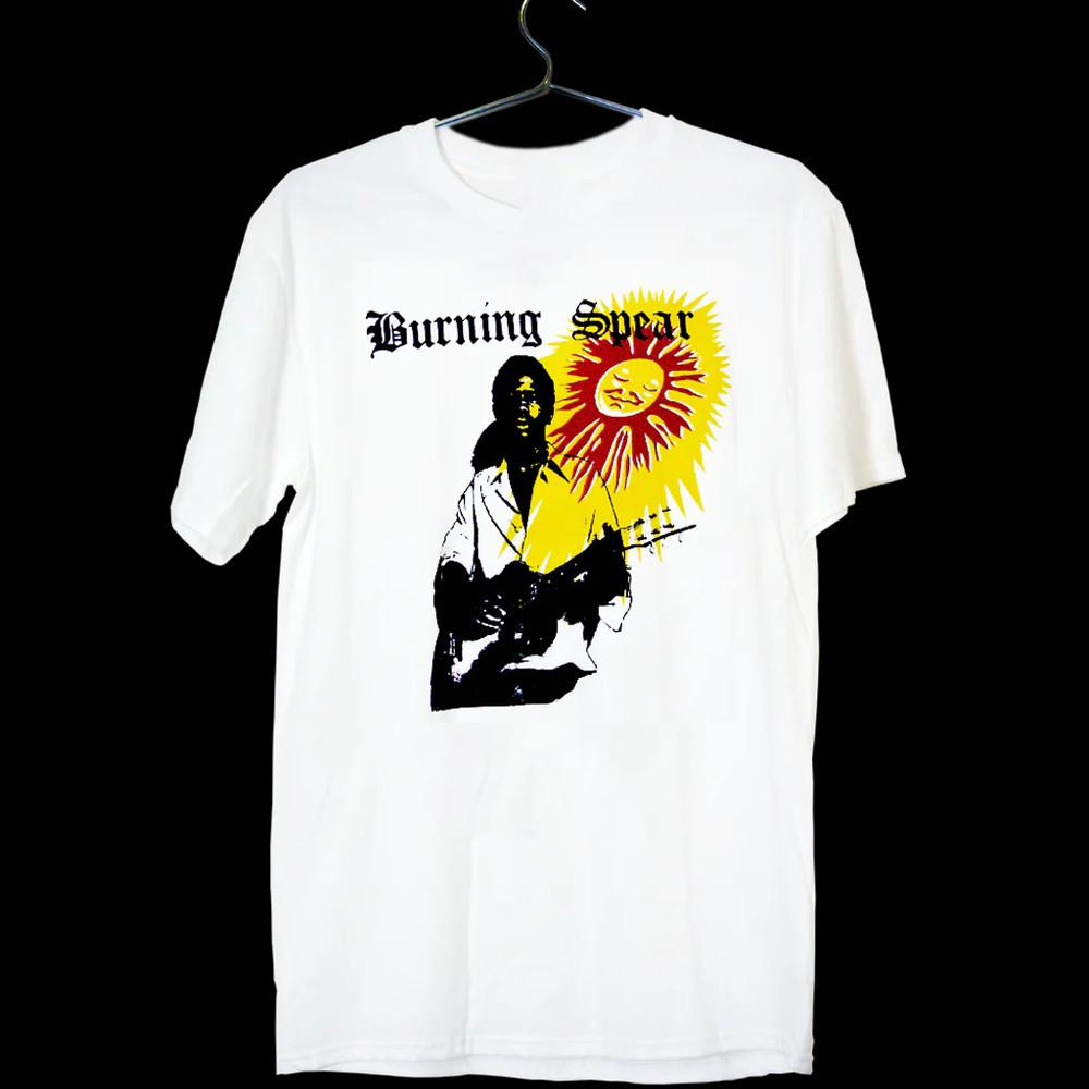 HOT NEW Burning Spears T-shirt white Short Sleeve all sizes S-5Xl TA5641 Unisex T-Shirt