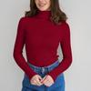 Женский однотонный свитер с высоким воротом и длинными рукавами, пуловер, вязаная верхняя футболка с подкладкой