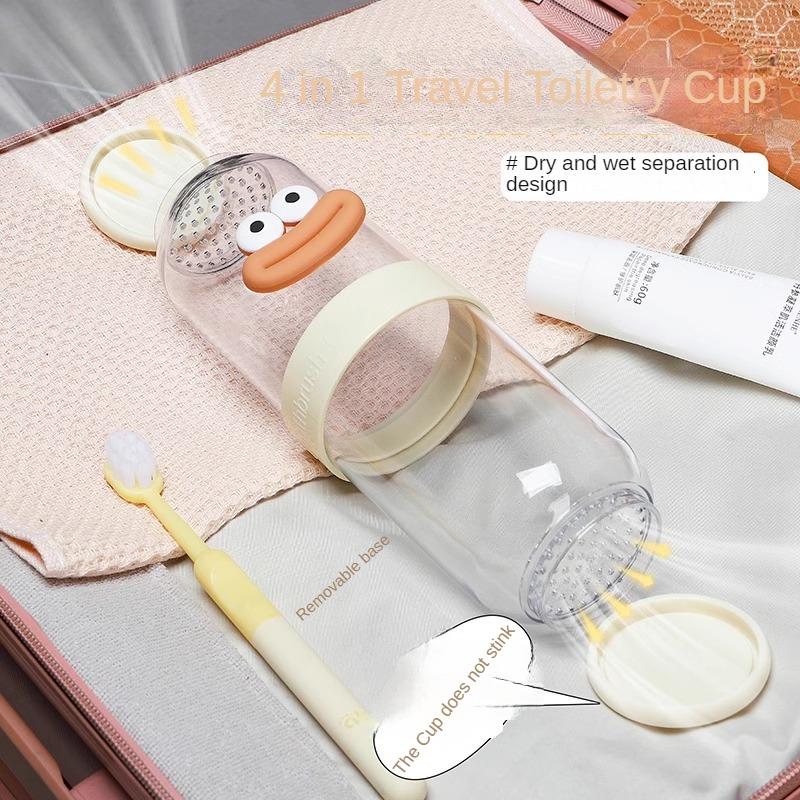 Dry wet separation mouthwash cup, family travel portable wash cup, sausage mouth brushing cup, cute tooth cup, four in one