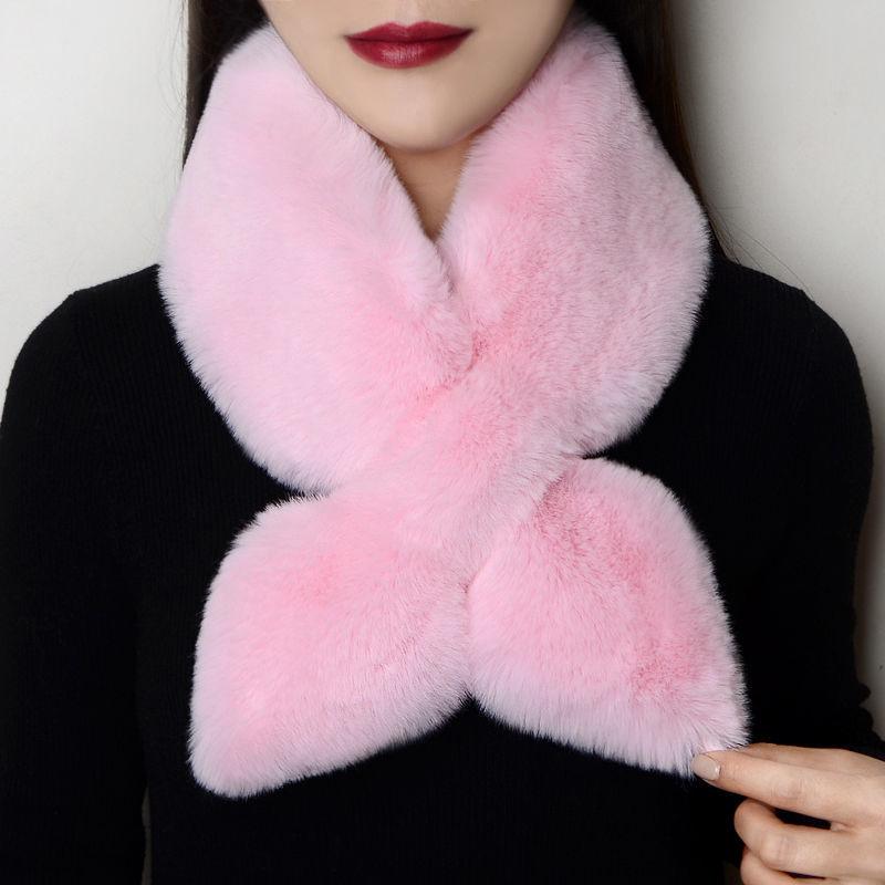 Winter Thick Scarf Women's Warm Imitation Otter Rabbit Fur Bib
