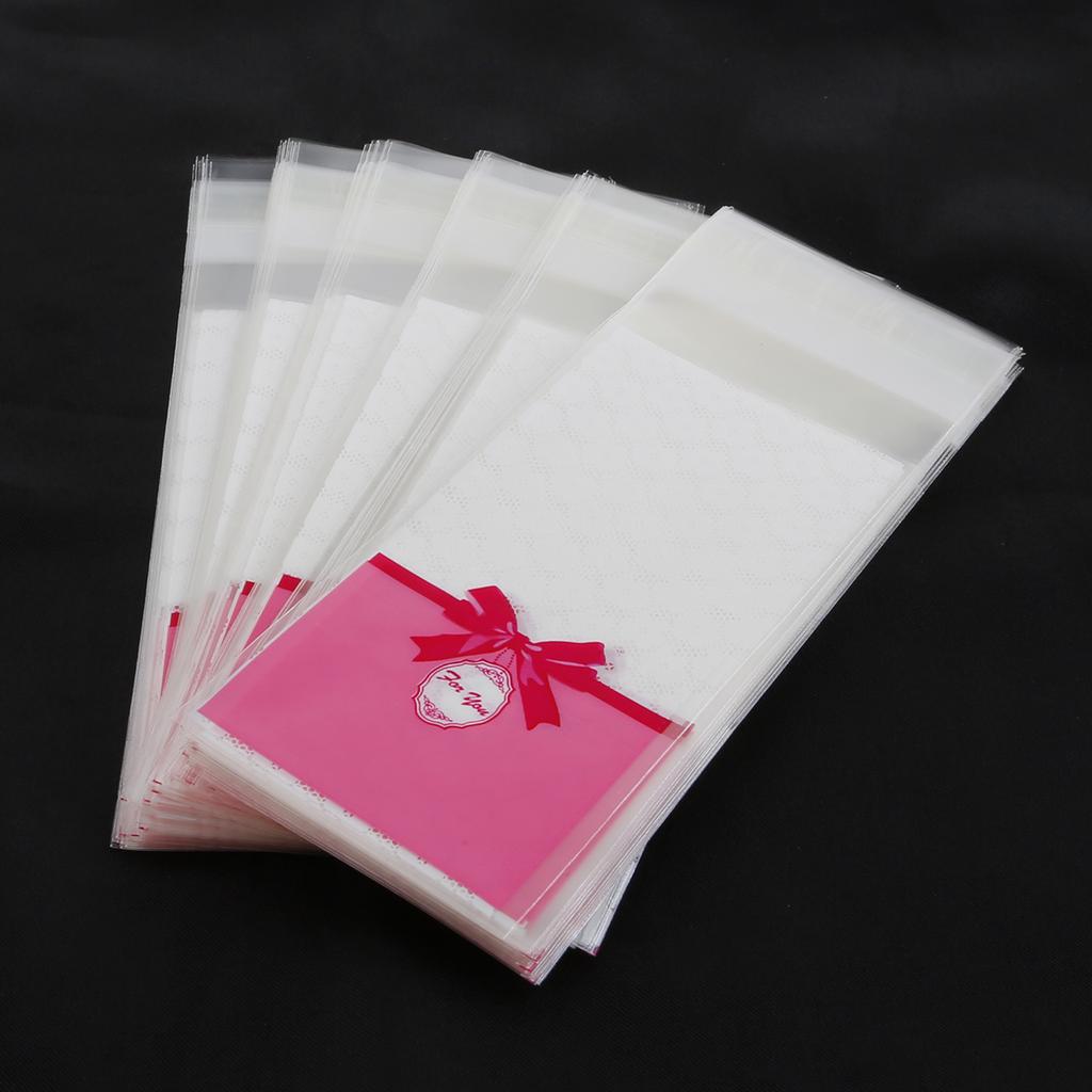 100Pcs Mini Plastic Cookie Candy Bag Self Adhesive Bags Gift Bag Cupcake Wrapper Bags