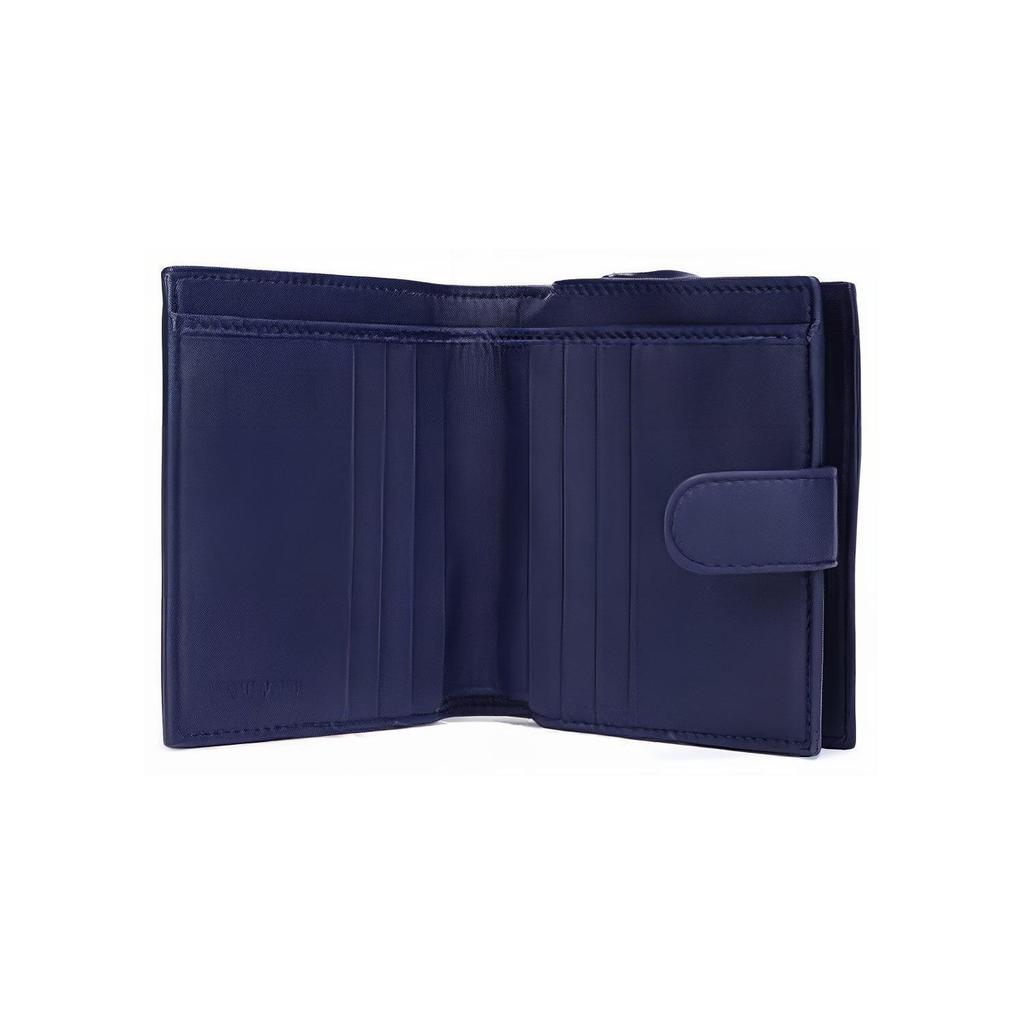 Bottega Veneta Intrecciato Series Lambskin Woven Mini Wallet Men Wallets Blue 121059V001N4156