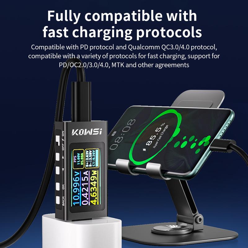 KWS-X1 DC 3.3-36V Type-C Tester HD IPS Display Type C Voltage and Current Meter Detection Meter Fast Charging Trigger Meter