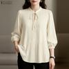 Женская повседневная блузка свободного кроя с рукавом 3/4 и воротником-стойкой