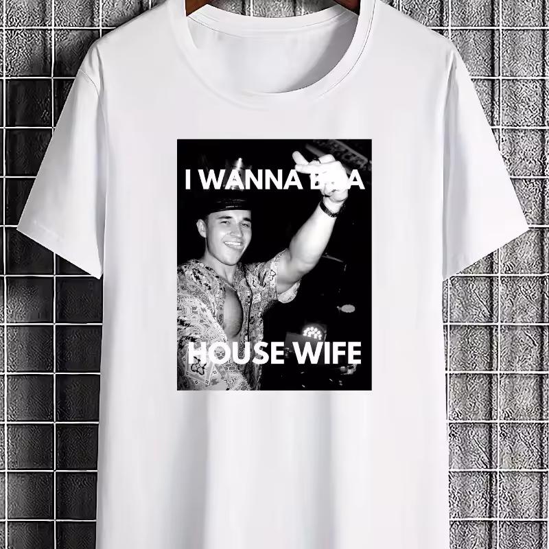John Summit-inspired T-shirt – Dom Dolla / EDM DJ "I Want a Housewife" graphic print; breathable, soft, unisex white tee