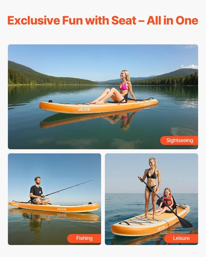 Inflatable Paddle Board with Seat, 3.05m x 84cm x 15cm Wide Ultra-Light SUP Paddleboard, Stand Up Paddle Board with Accessories, Pump, Paddle, Fin,