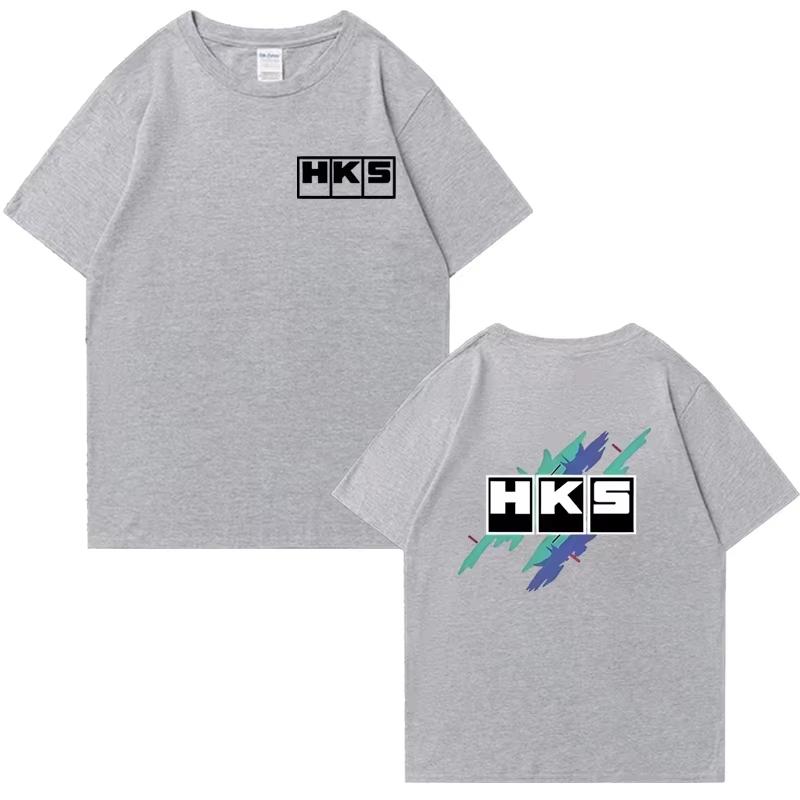 ZX 2026 new Summer Improved HKS Endless Car Graphic Short Sleeve men Tshirts unisex Tee Shirt Double Sided Top