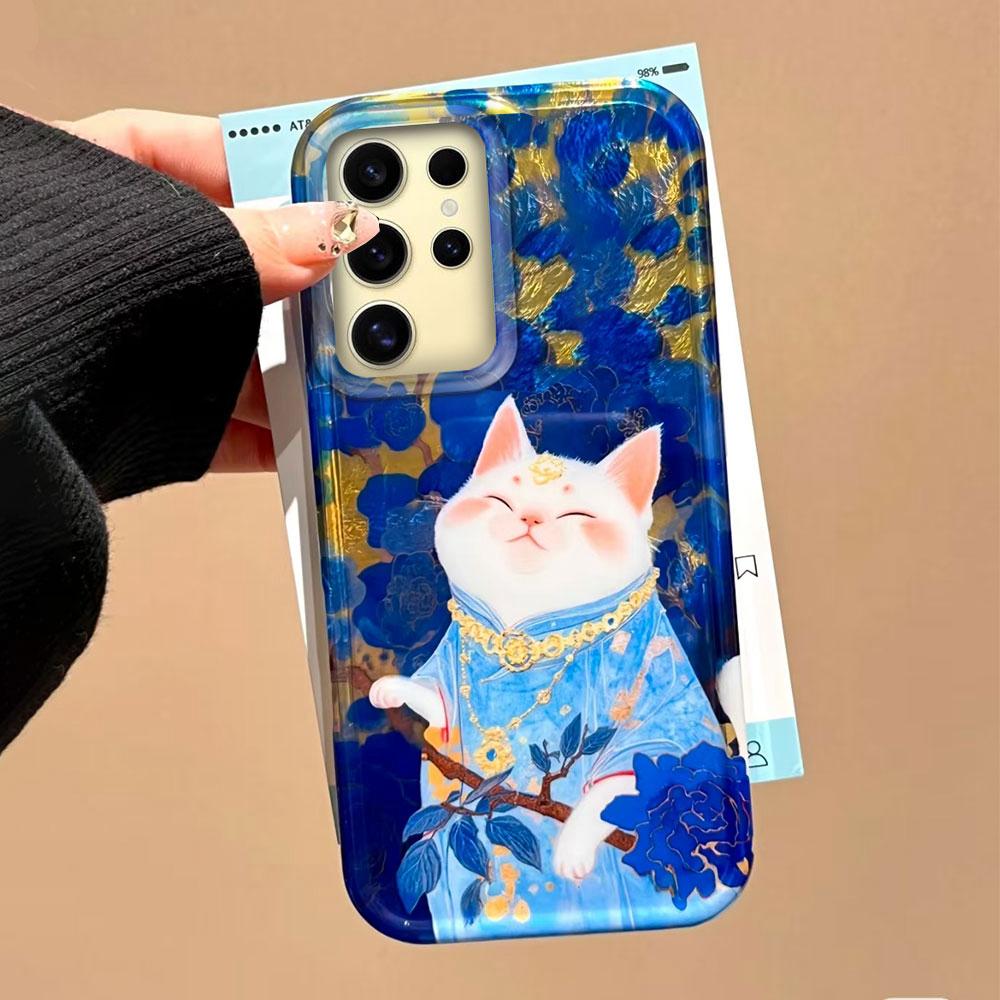 Чехол для телефона Lucky Cat Vortex Texture для женщин и девушек для Samsung Galaxy S25 Edge S24 S23 S22 S21 FE Plus Ultra Shell Задние сумки Чехол