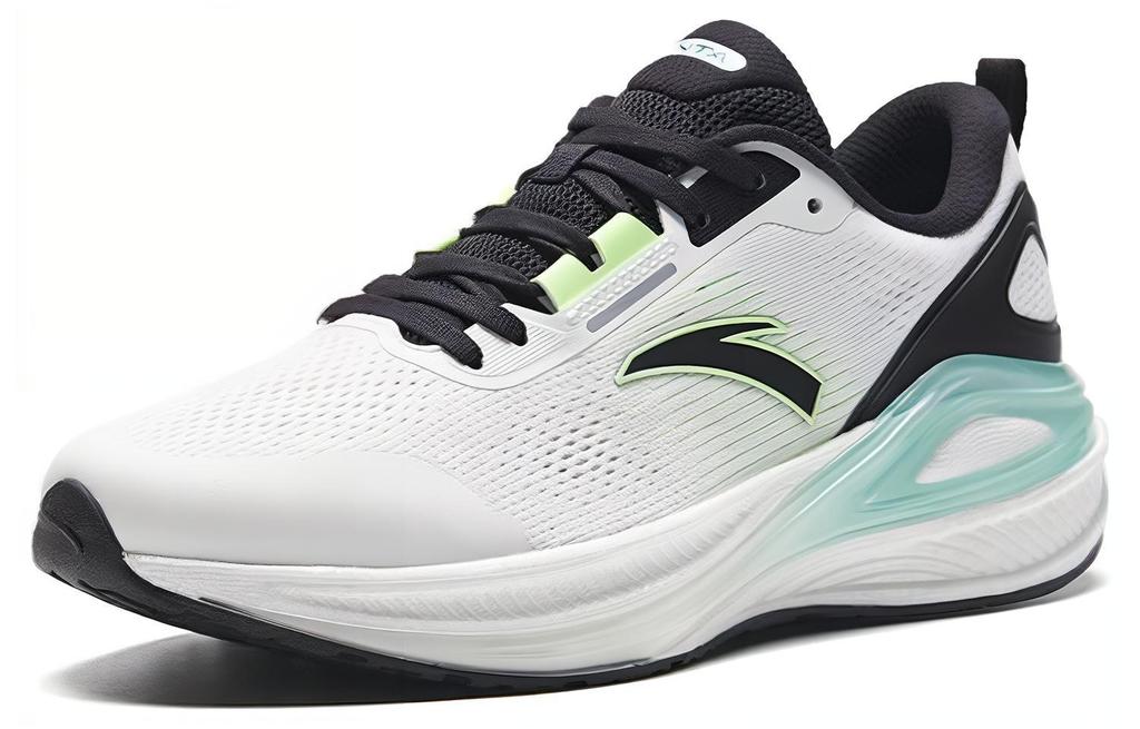 Men's Sneakers Anta C100 Abrasion Resistant Low top Running Shoes Men's Black And White Cyan