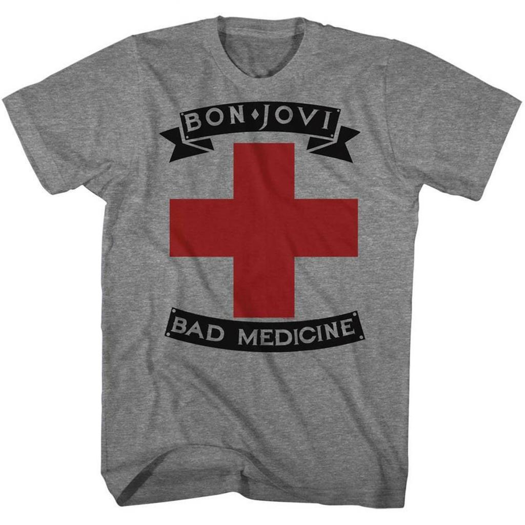 Bon Jovi Bad Medicine Heather Adult T-Shirt