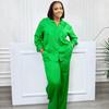 European and American suit women's long-sleeved lapel large-size cardigan shirt trousers African foreign-style women's clothing loose new two-piece 