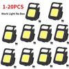1-20pcs LED Flashlight Work Light Portable Pocket Flashlight Keychain USB Rechargeable for Outdoor Camping Small Light Corkscrew