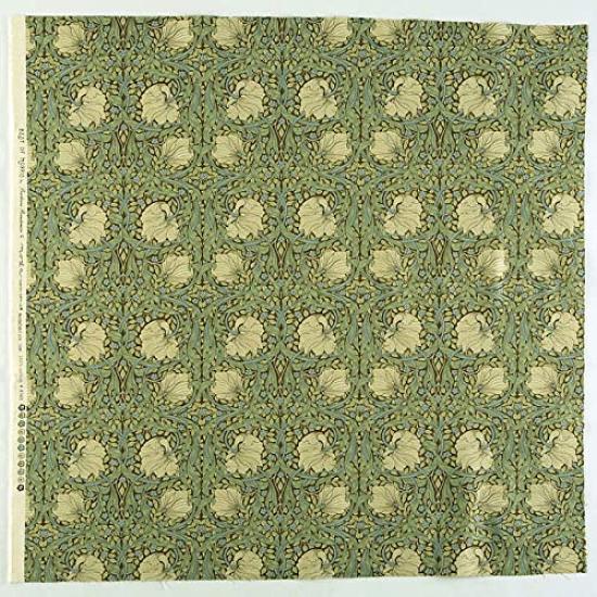William Morris Pin 110cm wide x 1m Best of Morris Blue Cotton Print Fabric Panel, pre-cut, 4440M, Boxer, Sage/Brown