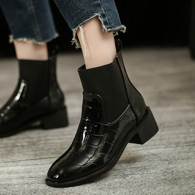 Женские ботильоны с острым носком, элегантные ботильоны на среднем каблуке, эластичная обувь, черные короткие туфли для женщин, Y2k, высокое качество