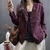 Spring Summer Hemp Jacket Women Long Sleeves Breasted Breathable Coat Casual Outwear