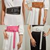 Row Buttonhole Double Extended Womens Waistband Elastic Decoration Dress
