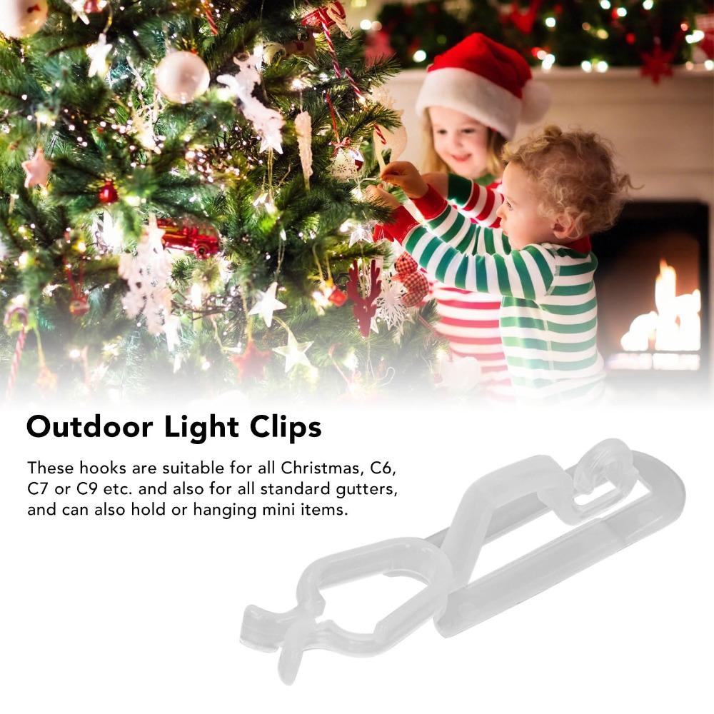 60Pcs Waterproof Roof Christmas Light Clips 1.8 x 2 x 8.5cm Outdoor Light Clips Gutter Mounting
