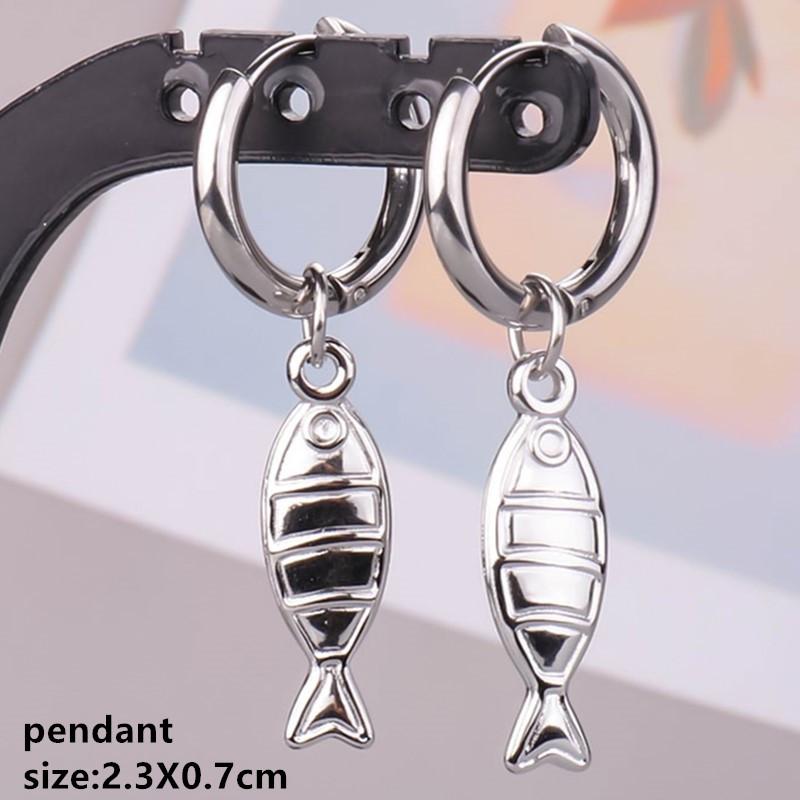 Pendientes Fashion Ear Jewelry Stainless Steel Horse Dog Bone Marine Animals Dangle Hoops Earrings For Women Men Round Piercing
