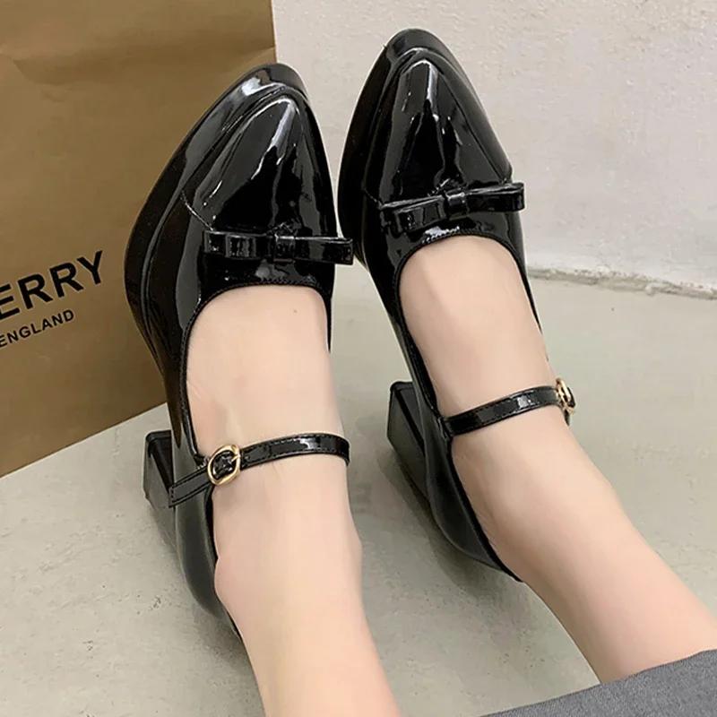 2024 High Heels Lolita Women Shoes Bow 2024 New 2024 Mary Jane Summer Shoes Women Shallow Sandals Dress Party Mujer Zapatos Pumps