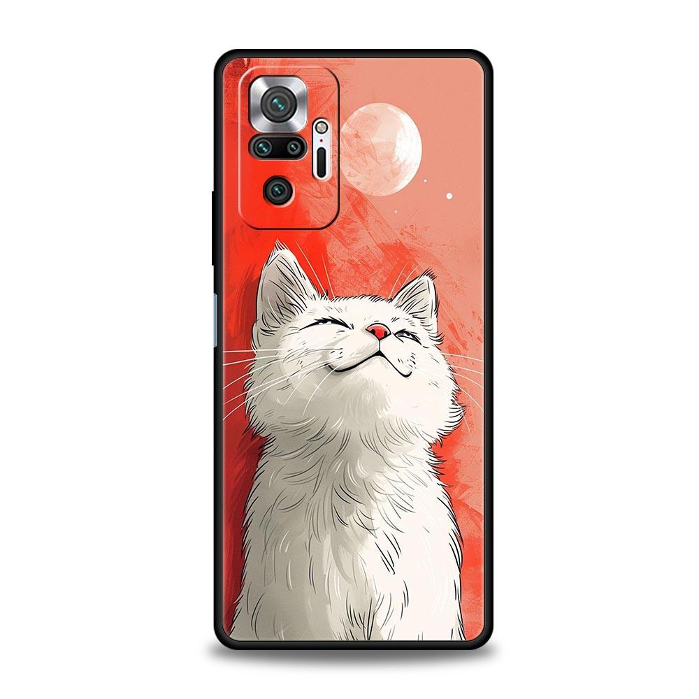 Чехол для телефона 'Повседневная жизнь милых кошек' для Xiaomi Redmi Note 14 13 5G 10 11 12 Pro Plus 4G 14C 13C 12C 10C Черный