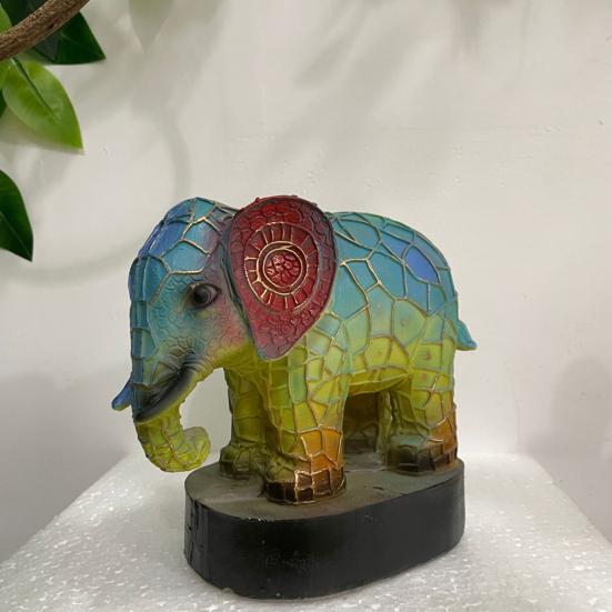 Animal Ornament Night Light Cat Lamp Stained Glass Resin Statue Decorative Desk Lamp Home Desktop Decor