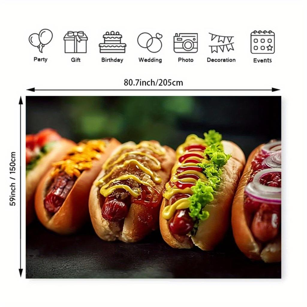 2D flat surface 1-piece set of delicious hot dog celebration background suitable for decoration of parties