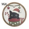 Decorative Wooden Plaques Christmas Black Cat Wall Decor, Layered Hanging Sign, Round 2D Holiday Gift Ideas Flat Art Decoration for Living Room