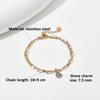 12th Birthday Fashionable Stainless Steel Double-Layered Chain Bracelet Birthstone Pendant Zircon Inlay Stylish Charm Bracelet