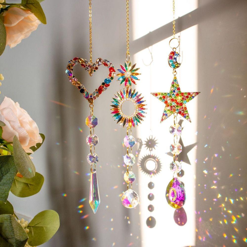 DIY Gardening Sun Catcher Shiny Crystal Wind Chime Colorful Hanging Catcher Ornaments Window