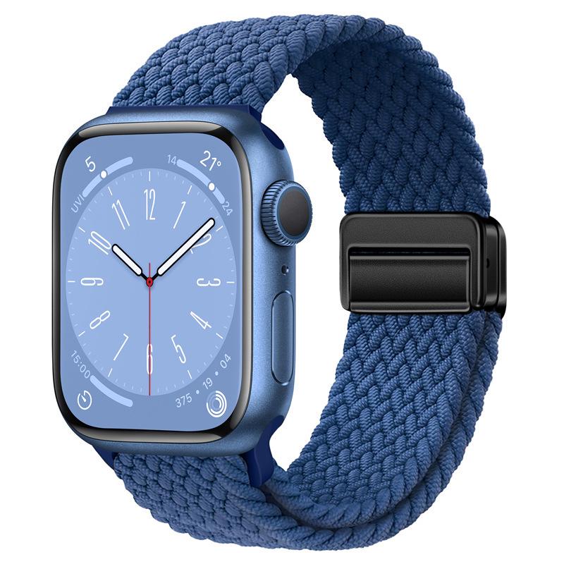 Эластичный радужный нейлоновый плетеный ремешок для Apple Watch с магнитной застежкой