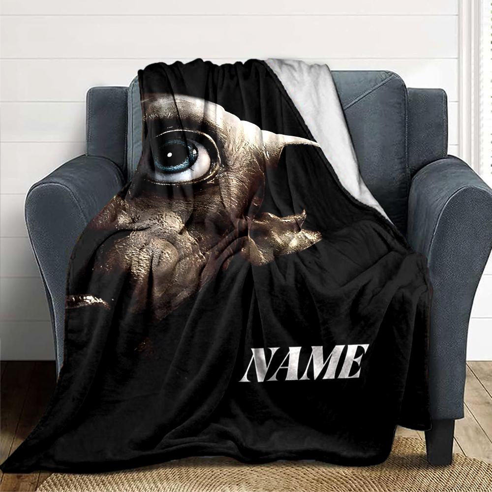Custom Name Alien Face Close-Up blanket for Couch & Bed, Plush Cozy Fuzzy Blanket Super Soft & Warm Blankets for Fall and Winter. 090880