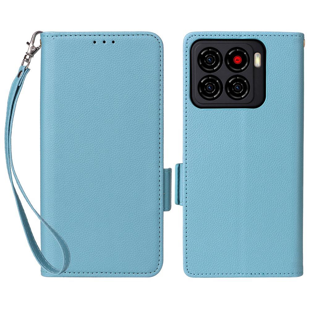 Чехол для ZTE Blade A56 с ремешком на запястье, текстура личи, ПУ кожа, кошелек, чехол для телефона