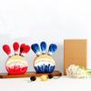 Resin Oak Wood Cheese Knife Set with Round Wooden Stand Includes Four Cheese Knives with Ergonomic Handles Suitable for Cutting and Serving Cheese
