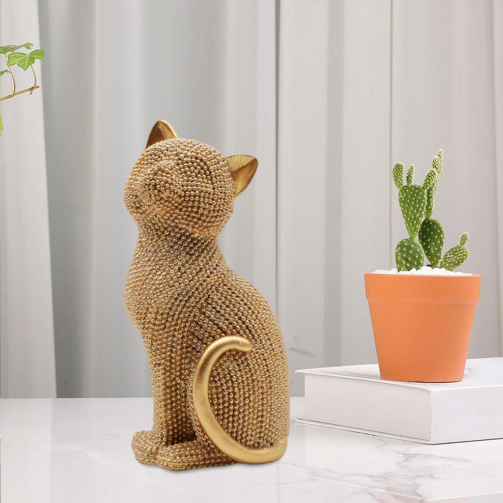 Cat Statue Collectible Tabletop Ornament for Living Room New Year Office
