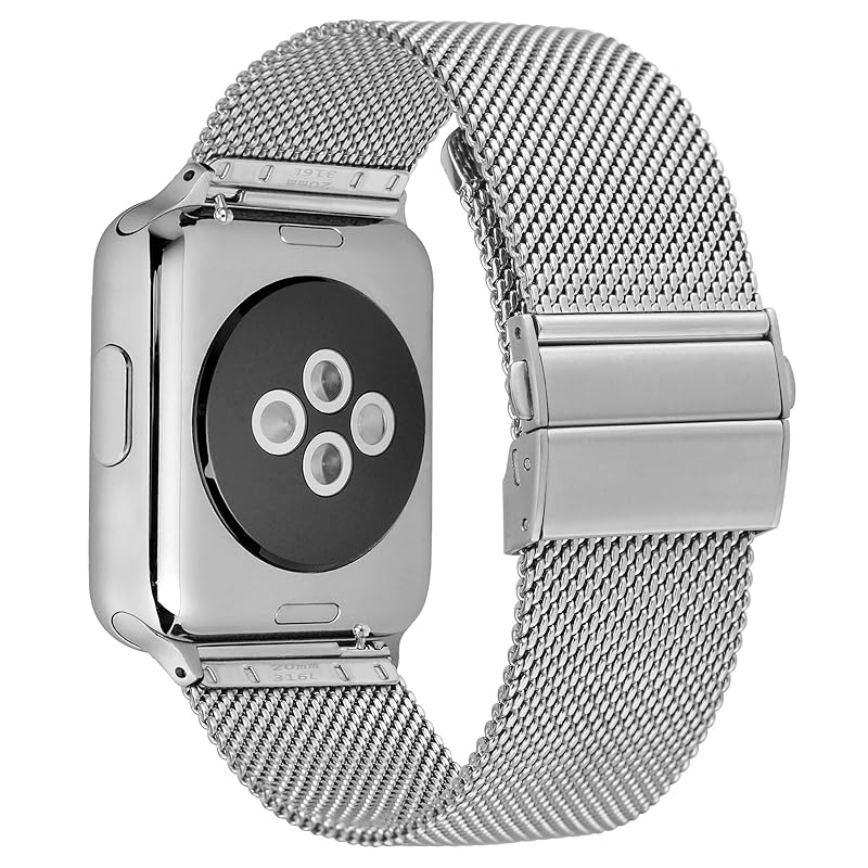 [ANNEFIT] Metal Watch Band 20mm Mesh Stainless Steel Watch Replacement Band 316L Stainless Steel Replacement Belt Quick Release Silver
