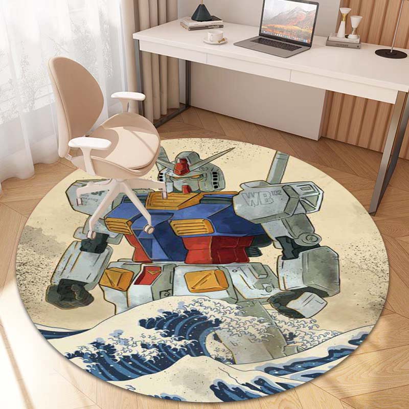 Круглый ковер с персонажами мультсериала «Mobile Suit Gundam» можно использовать для украшения гостиных, спален, диванов и игровых комнат.; нескользящий ковер.66