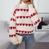 Women's Fall/winter Sweater Loose Casual Love Jacquard Turtleneck Pullover Knit Sweater