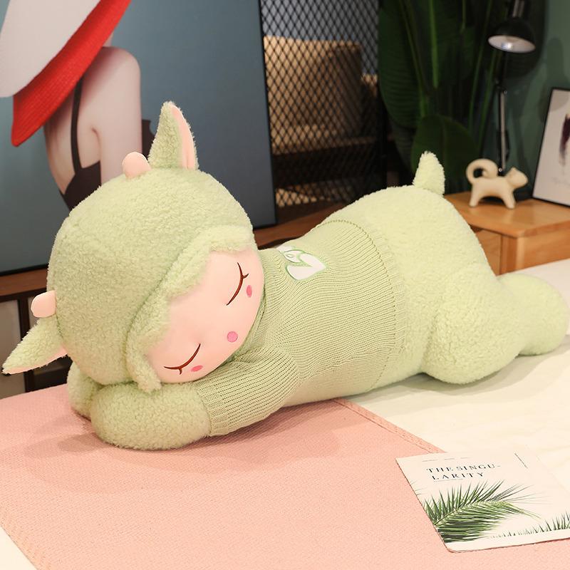 Large Cute Sweater Lying Down Sheep Throw Pillow Fleece Toy Doll Little Sheep Doll Girl Sleeping Soothing Rag Doll