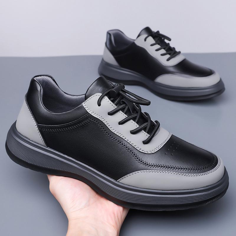 Fashion 2025 New Casual Leather Mens Thick Bottom Shoes High Quality Outdoor Non-slip Comfy Sneakers High Quality Lace-Up Designer Flats